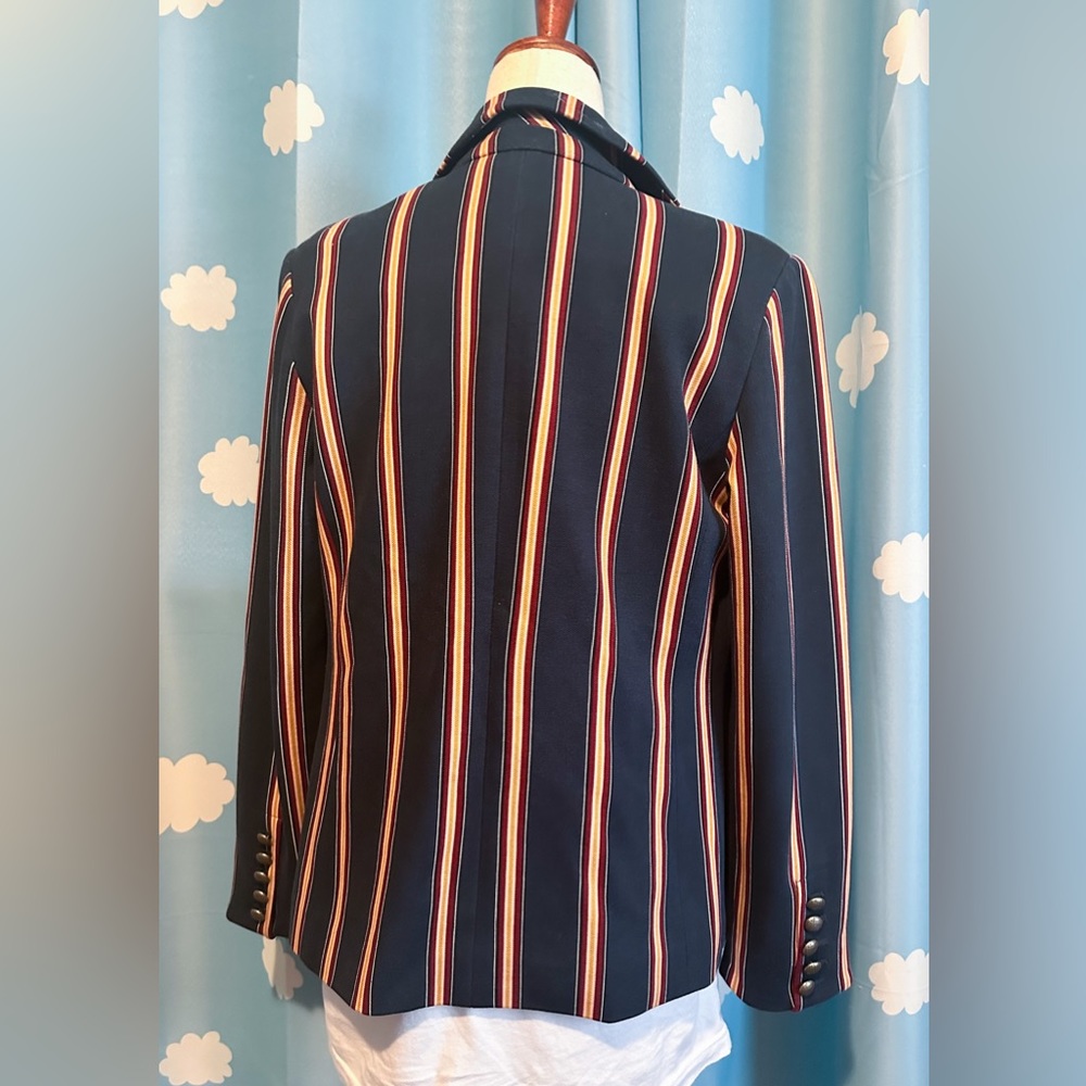 Chico's Navy Striped Blazer with Gold Accents - Picture 3 of 6